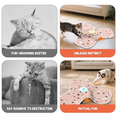 Interactive Cat Toys for Indoor Cats‌ Adult‌ with Feather Tail Switchable Mouse Sounds (PINK)