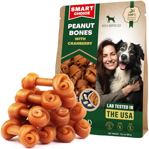 Dog Treats Peanut Butter Bones with Cranberry & Rawhide Free Chew 10.6 Oz (10.6 Ounce (Pack of 1))