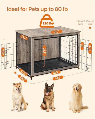 44.1" Dog Crate Furniture (Greige / 44.1"L x 29.5"W x 32.3"H)