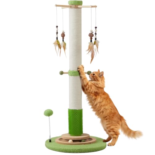 38" Tall Sisal Cat Scratching Post with Stable Base for Indoor Adult Cats (38 Inch Tall)