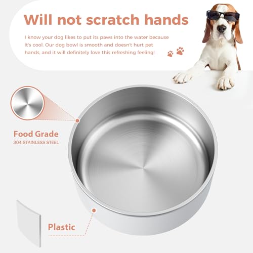 Dog Bowl Stainless Steel Food and Water Bowl (40 oz / White)