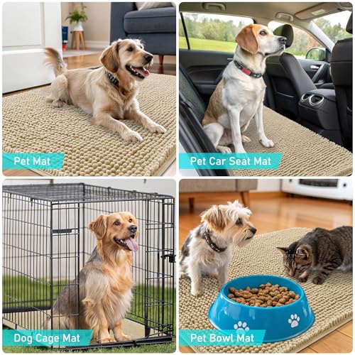 Dog Door Mat for Muddy Paws 70x46 (Beige / 70" X 46")
