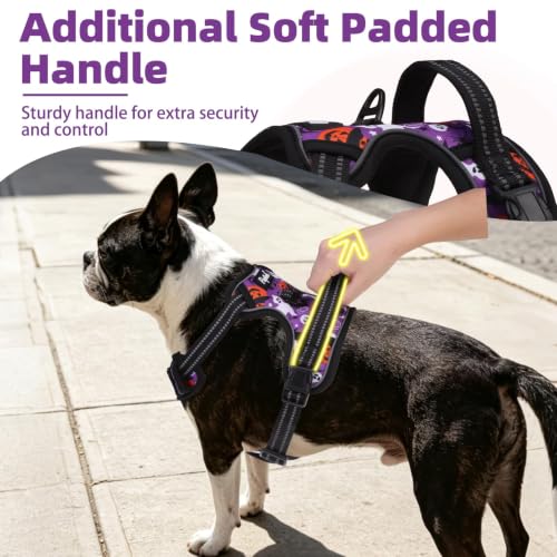 No Pull Halloween Dog Harness for Large (Purple(Halloween) / Large)