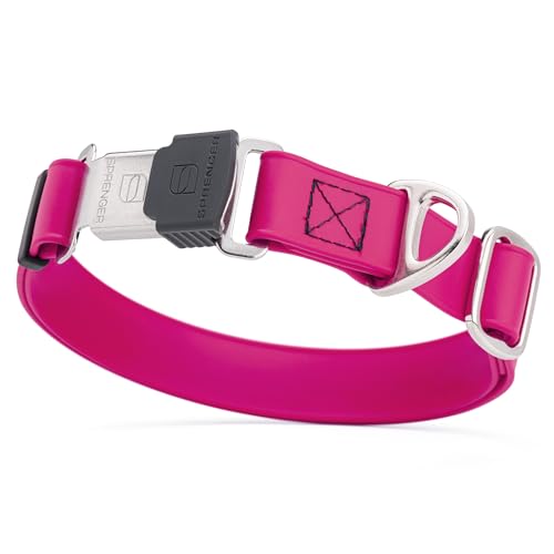 Biothane Waterproof Dog Collar with Herm Sprenger Black Stainless Steel Quick Release Buckle (W 3/4" x L 12"-19" / Magenta Pink)