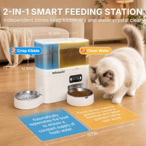 5L Automatic Cat Feeder with Camera & 3L Water Dispenser (White - Video)
