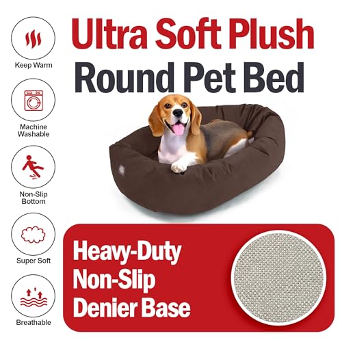 52 Inch Suede Calming Dog Bed Washable (Chocolate)