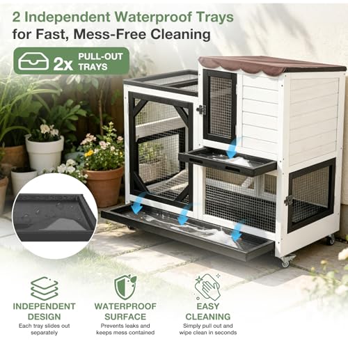 Large Rabbit Hutch Outdoor (Black and White-AIR7013)