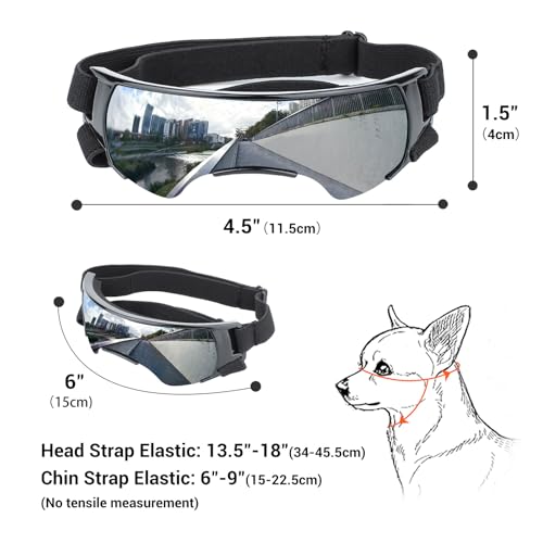 Dog Goggles for Small Dog Doggy Goggles with Adjustable Straps Anti (Cool Silver / Small)
