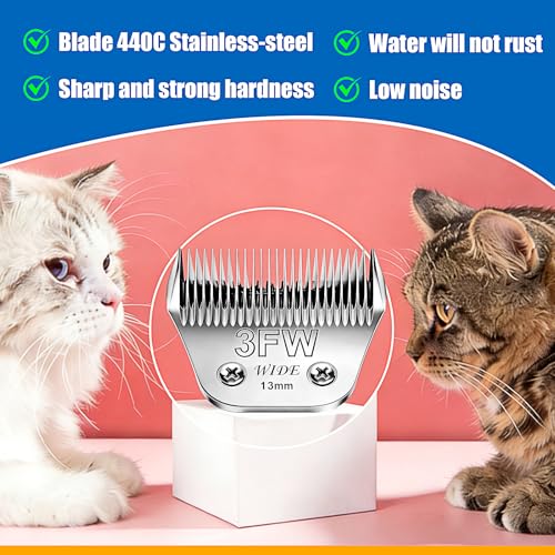 3FW Wide Blade Grooming Clipper Blades for Andis (Silver/3FW)