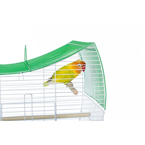 South Beach Wave Top Bird Cage Minimal Assembly (Lime Green / 10.4"L x 0.4"W x 17.6"H)