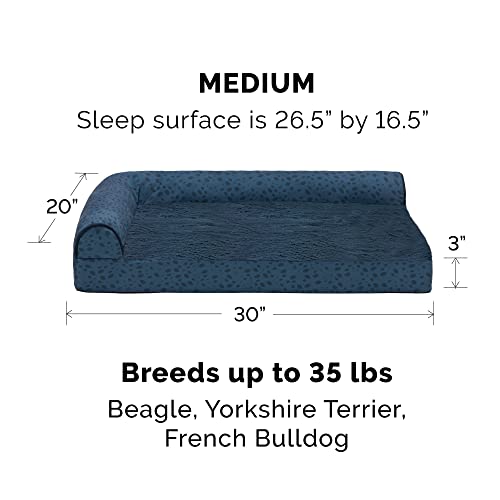 Cooling Gel Dog Bed for Medium (Medium / (Plush & Almond Print) Blue Almonds)
