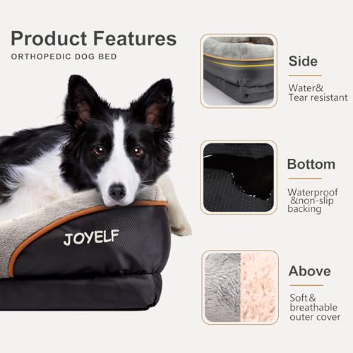 Memory Foam Dog Bed Small Orthopedic Dog Bed & Sofa with Removable Washable Cover and Squeaker Toy as Gift (Small-27"x20")