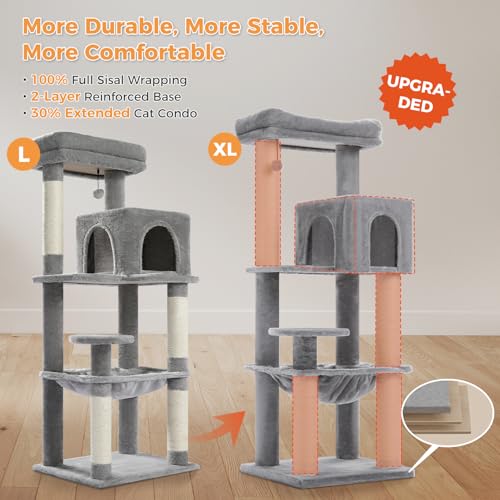 Cat Tree for 30lbs Large Cats (Grey / 57.8 Inches)