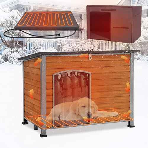 43.3'' Large Heated Outdoor Dog House Weatherproof with Anti (Heated Dog House)