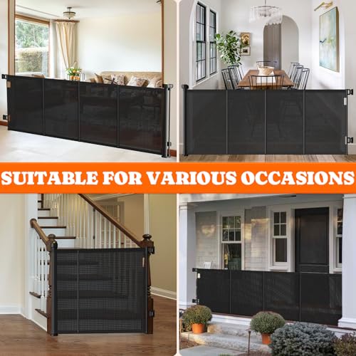 Retractable Baby Gates Extra Wide (Black / 41" Tall x 120" Wide)