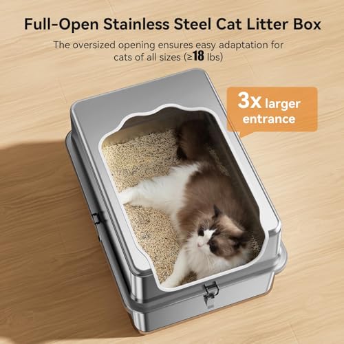 XXXL Stainless Steel Litter Box (Metallic Gray)