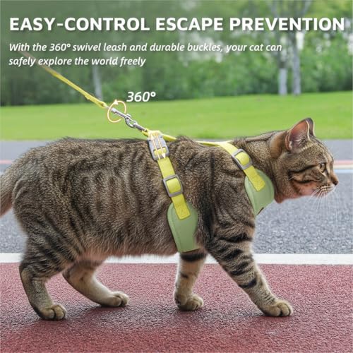 Escape Proof Cat Harness and Leash Set (Green / L)