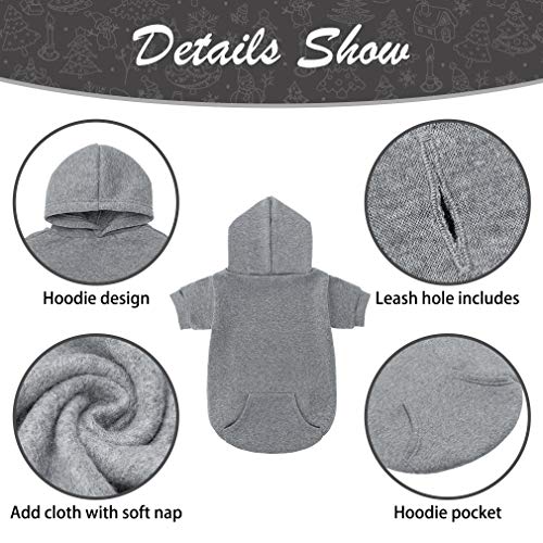 Dog Hoodie for Large Medium Small Dogs (Grey / Large)