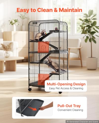 Metal Small Animal Cage 52.4"H 6 (25.0"L x 17.1"W x 52.4"H)
