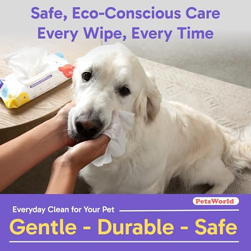 3-in-1 Pet Wipes | Hypoallergenic, Unscented & Biodegradable Grooming Wipes for Body, Paws & Butt | Thick, Durable, Daily Use Pet Cleaning Wipes (600 Count) (600 Count / Unscented)