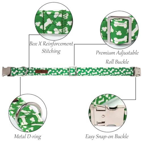 St. Patrick Green Dog Collar (Bone Clover / X-Large (Pack of 1))