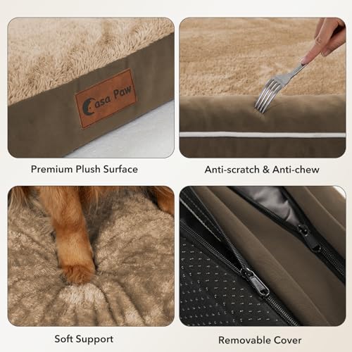Orthopedic Washable Dog Bed for Extra Large Dogs (Brown / 53.0"L x 42.0"W x 8.0"Th)