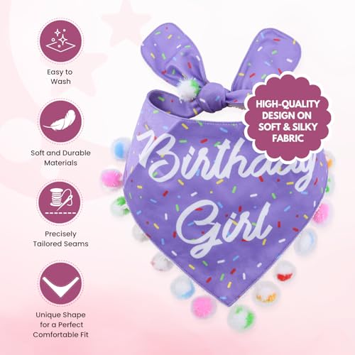 Luxury Pet Birthday Bandanas (Birthday Girl Purple / Small)