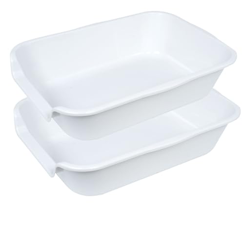 Extra Large Low Entry ABS Cat Litter Box (Small (Pack of 2) / White)