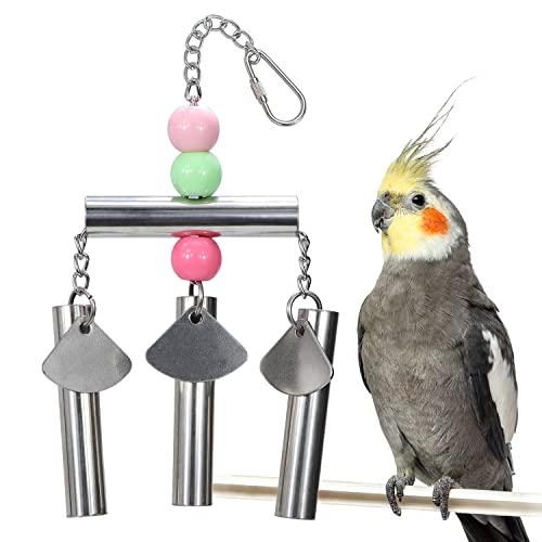 Bird Stainless Steel Bell Toys Hanging Pipe Chew Bite Toy