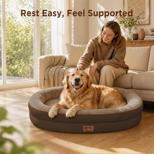 Waterproof Orthopedic Dog Bed for Large Dogs (Coffee / 44"L x 32"W x 7.5"Th)