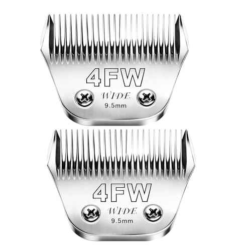 4FW Wide Blade Dog Grooming Blades for Andis (Silver/4FW-2Pack)