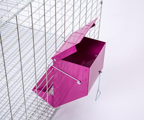 Metal Small Animal Feeder with Lid (4.6 inch / Purple)