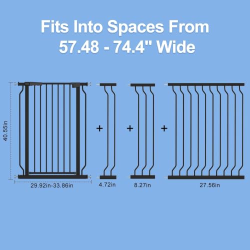 40.55" Extra Tall Baby Dog Pet Gate 57.48 (Black / 57.48-74.4"/146-189cm)