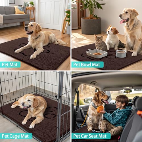 Dog Door Mat for Muddy Paws (70"X24" / Brown and Black)