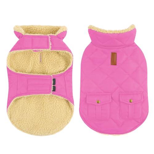Waterproof Medium Dog Winter Coat Cold Weather Warm Fleece Jacket (Medium / Pink)