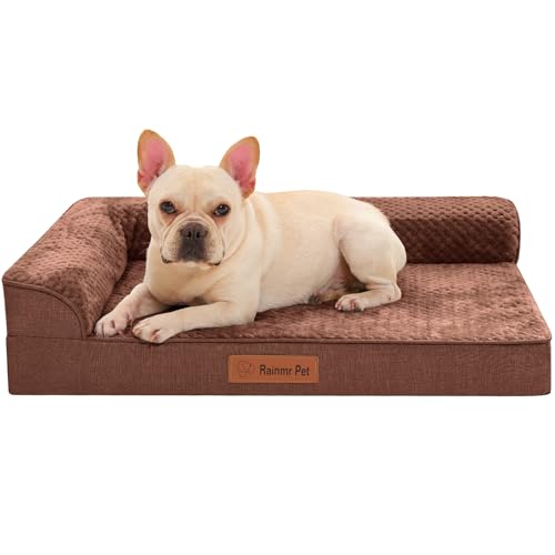 Waterproof Dog Bed for Small Dogs (Fluffy Style-Brown / S(30"x20"x3"))