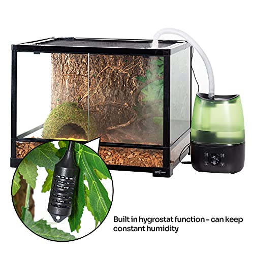Reptile Automatic Fogger 2 IN 1 Digital Timing & Hygrostat Humidifier Remote Control 4L Large Tank Reptile Terrarium Fogger with Extended Hose for Bearded Dragon (Green)