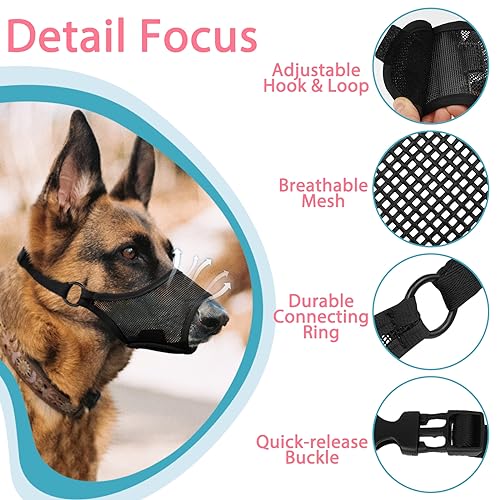 Dog Muzzle for Large Medium Small Dogs German Shepherd Labrador (Black / XL(Snout:11"-12.25"))