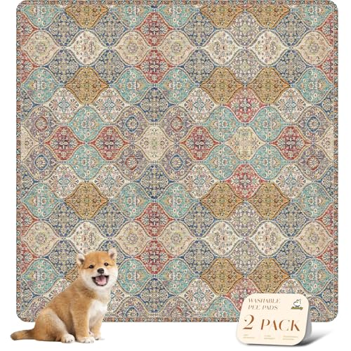 Washable Pee Pads for Dogs (54x54 Inch (Pack of 2) / Cream/Multi)