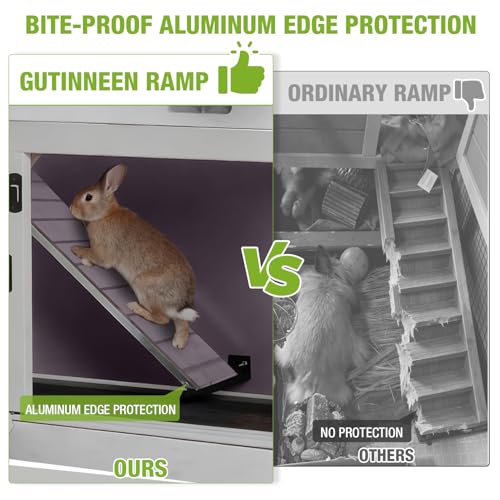 2 Story Rabbit Hutch for 1 (Gray / 32.5"L x 15.4"W x 35.4"H)