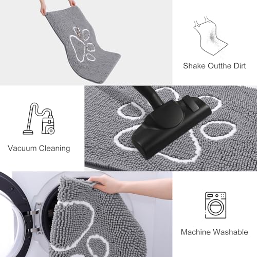 Dog Door Mat for Muddy Paws (36"X24" / Grey and White)