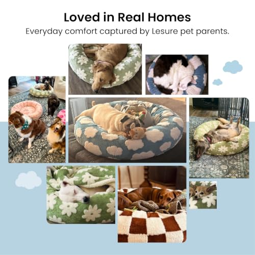 Shown on TV Jacquard Donut Cute Small Dog Beds (23.0"L x 23.0"W x 7.0"Th / Brown Checks)