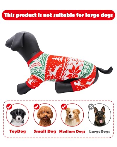 4 Pack Christmas Fleece Dog Pajamas Warm for Extra Small Dogs (X-Small)