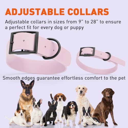 Biothane Waterproof Dog Collar Strong Coated Nylon Webbing with Black Hardware Odor (W1/2" x L9-12" / Pastel Purple)