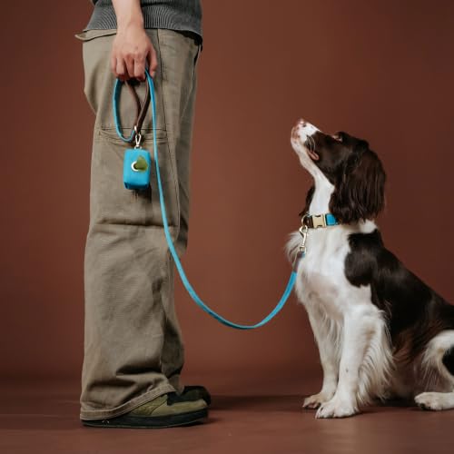 PU Leather Dog Collar for Large Dogs (Light Blue / L: Neck 16-23", Width 1")