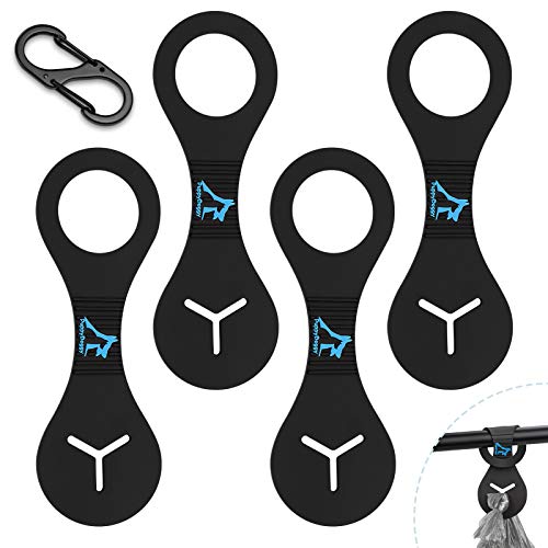 Dog Poop Bag Holder for Leash Waste Bag Carrier Dog Poop Bag Dispenser for Walking Running Bicycle Accessory 4 pieces (Black)
