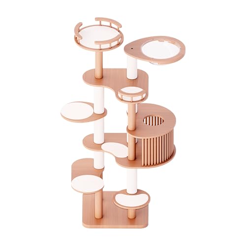 Cat Tree 72.3" Solid Wood Multi (L23.6"xW23.6"xH72.3"(with Cat Scratching Mat Pad))