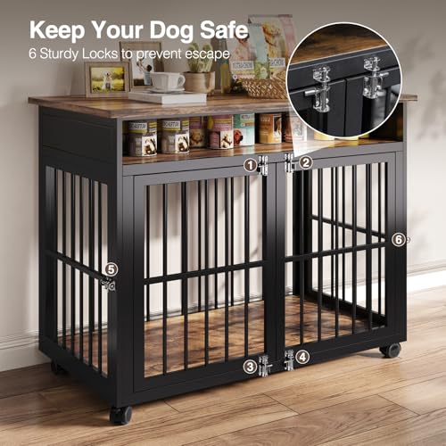 39.4" Dog Crate Furniture for Medium and Large Breed (Brown / 39.4"L x 23.6"W x 31.5"H)