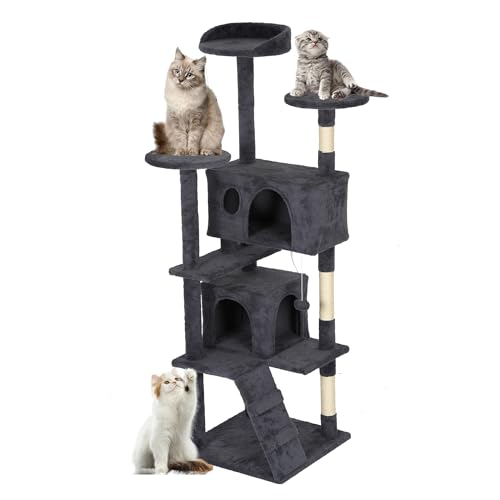 62" Cat Tree Tower (Dark Gray)