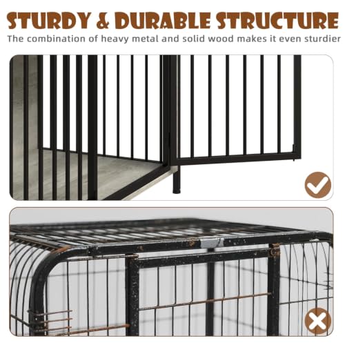 44 Inch Large Dog Crate Furniture with Storage Drawers (New Grey / 89"L x 23.6"W x 34.5"H)